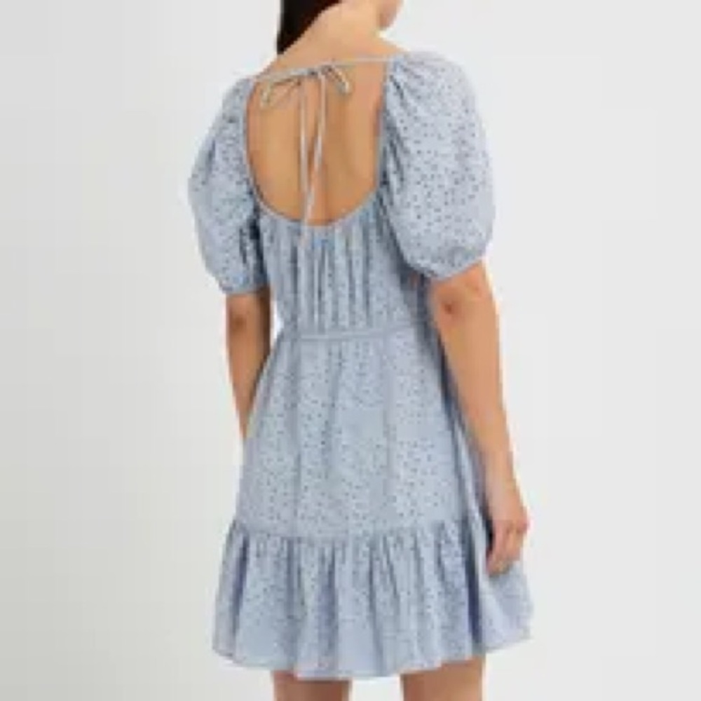 Organic Cotton Puff Sleeve Eyelet Dress - Picture 3 of 13